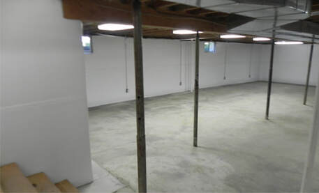 Empty unfinished basement in Norwalk, CT.